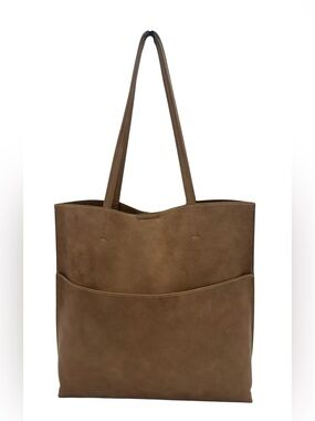 Unbranded Boho Vegan Leather Sand Brown Market‎ Street Tote